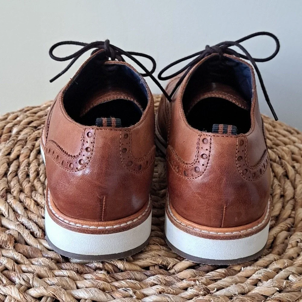 Cole Haan Mens‎ Morse Grand British Tan Leather Wingtip Oxford Derby Shoes S-10